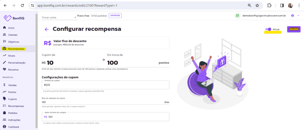 Desativar Cupom e criar novos cupons
