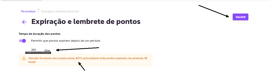 Posso alterar a data de expiração dos pontos ?