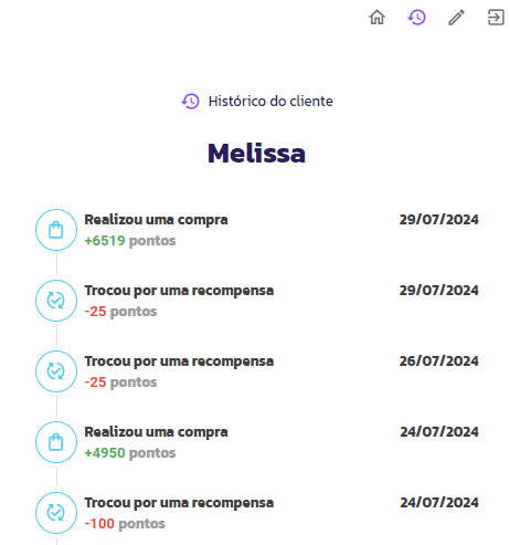 Histórico do cliente / Histórico do vendedor