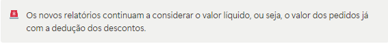 Indicadores no relatório de vendas