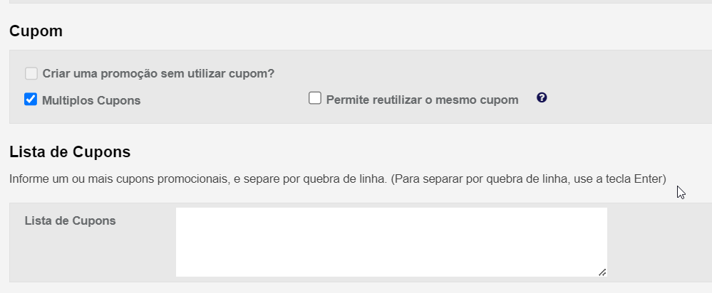 Importação de Cupons na Wake
