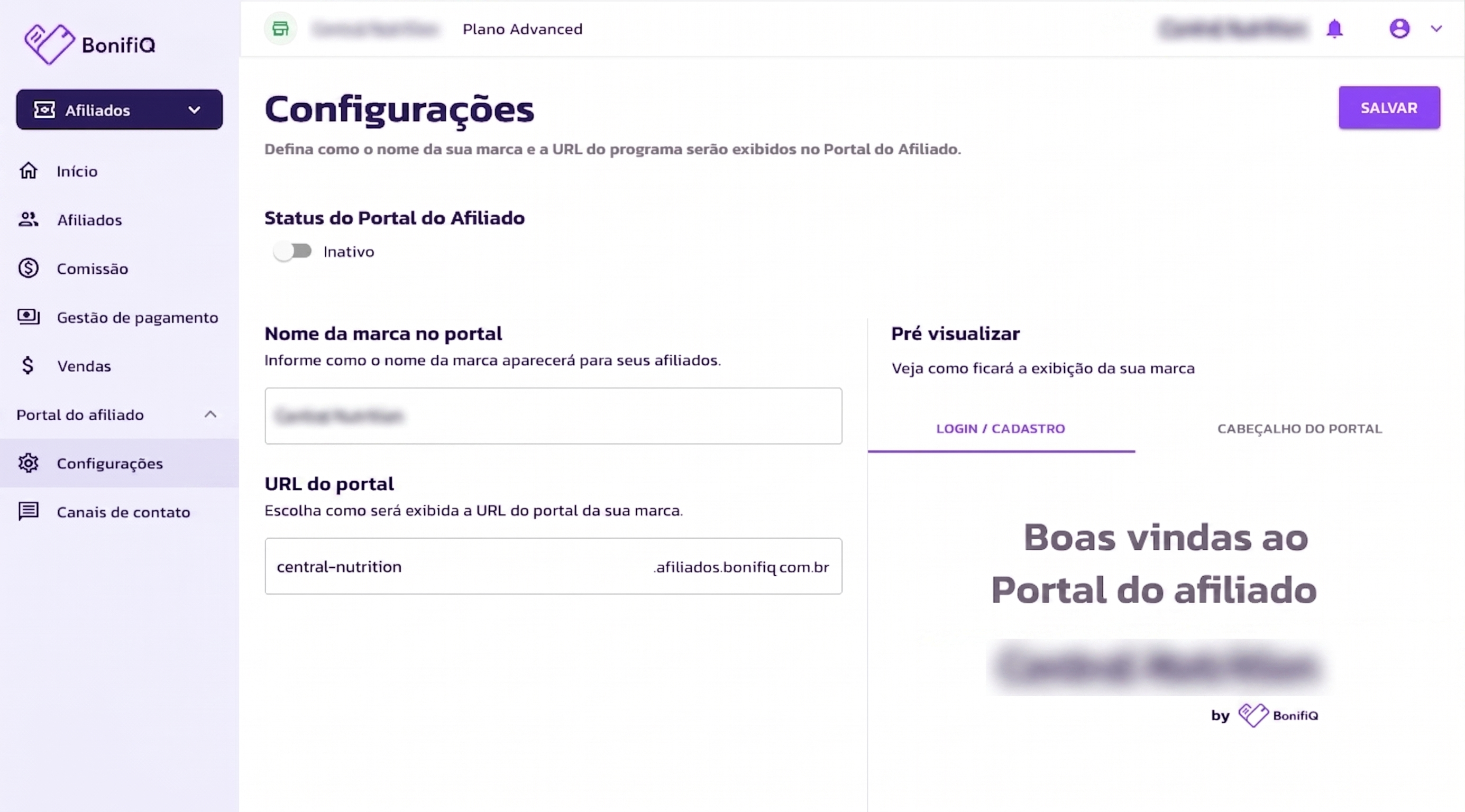 Portal dos afiliados