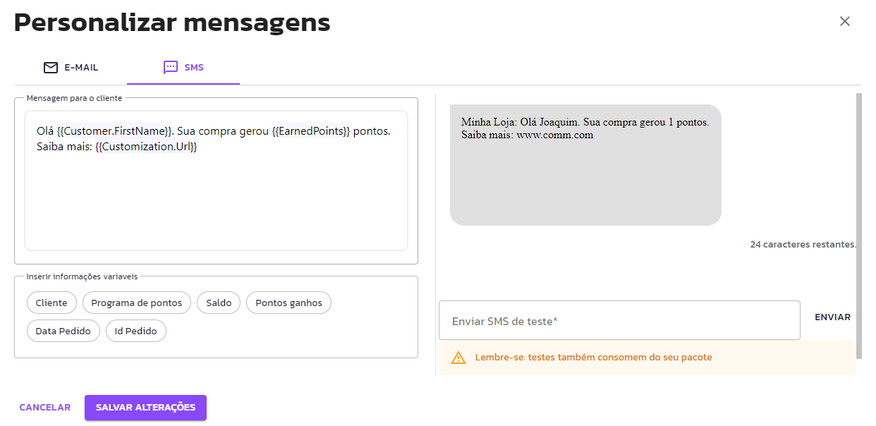 Primeiros passos com SMS