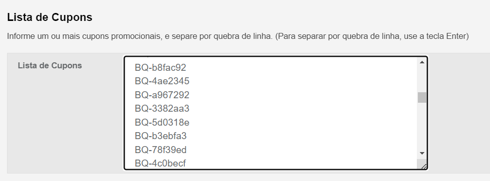 Importação de Cupons na Wake