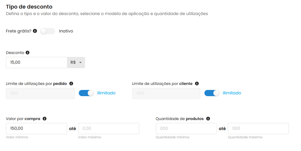 Gerar cupons em lote