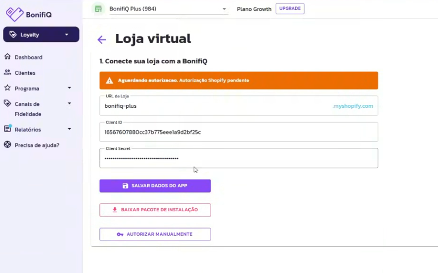 Como configurar o Custom app na Shopify