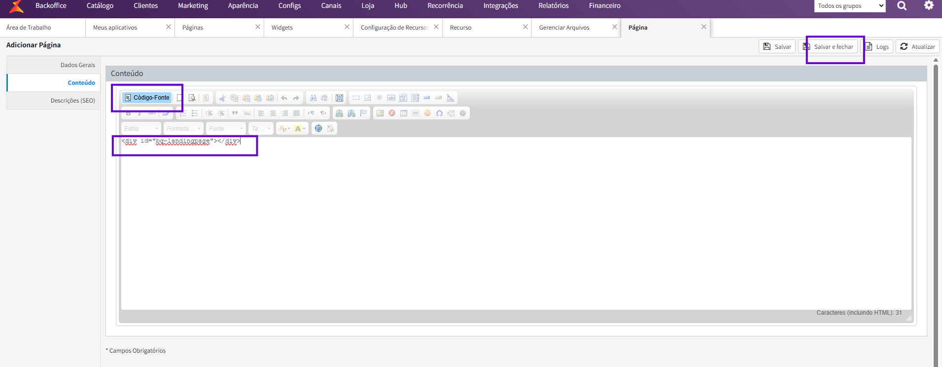 Como colocar a Landing Page na Linx Commerce