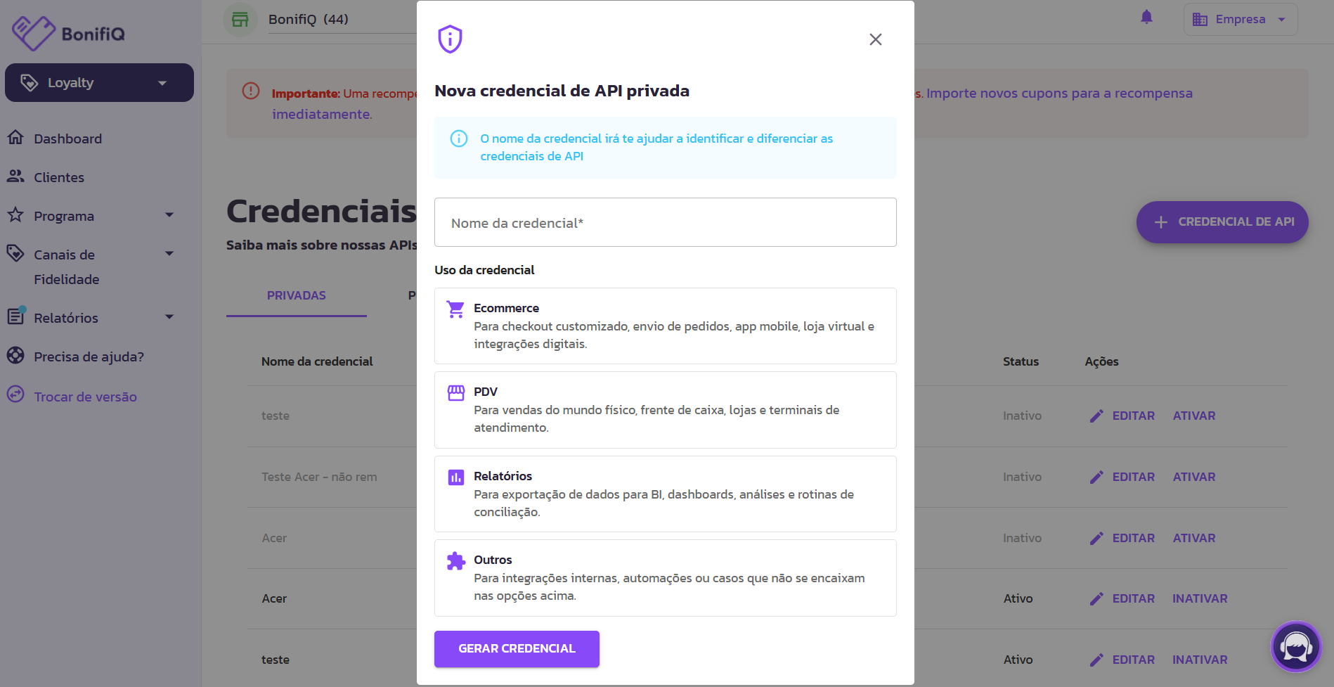 Integração com a Varejo Online