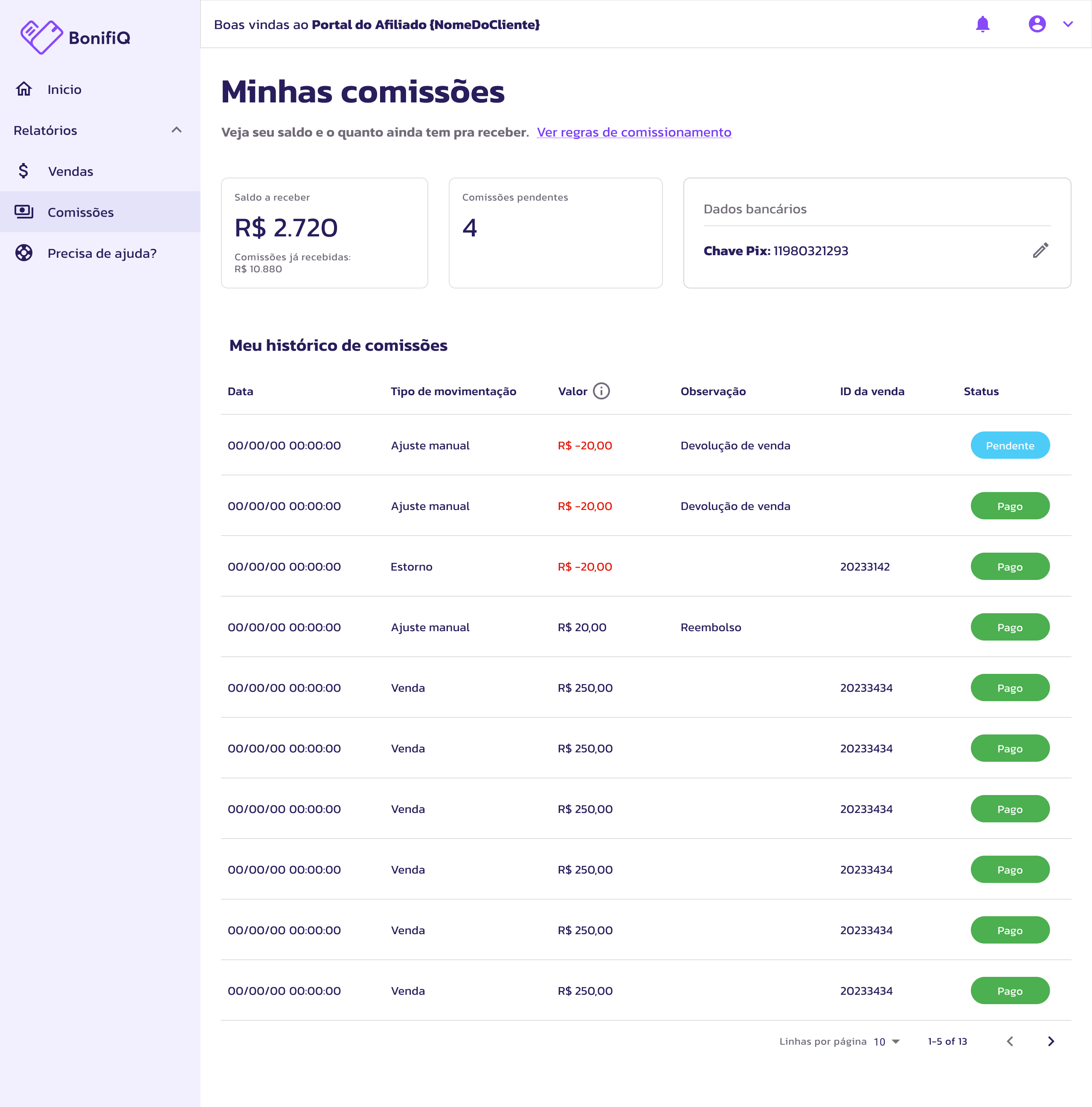 Portal dos afiliados