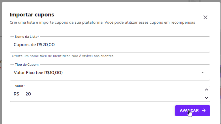 Importação de Cupons na Wake
