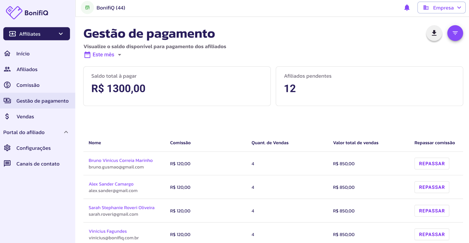 Gestão de Pagamento