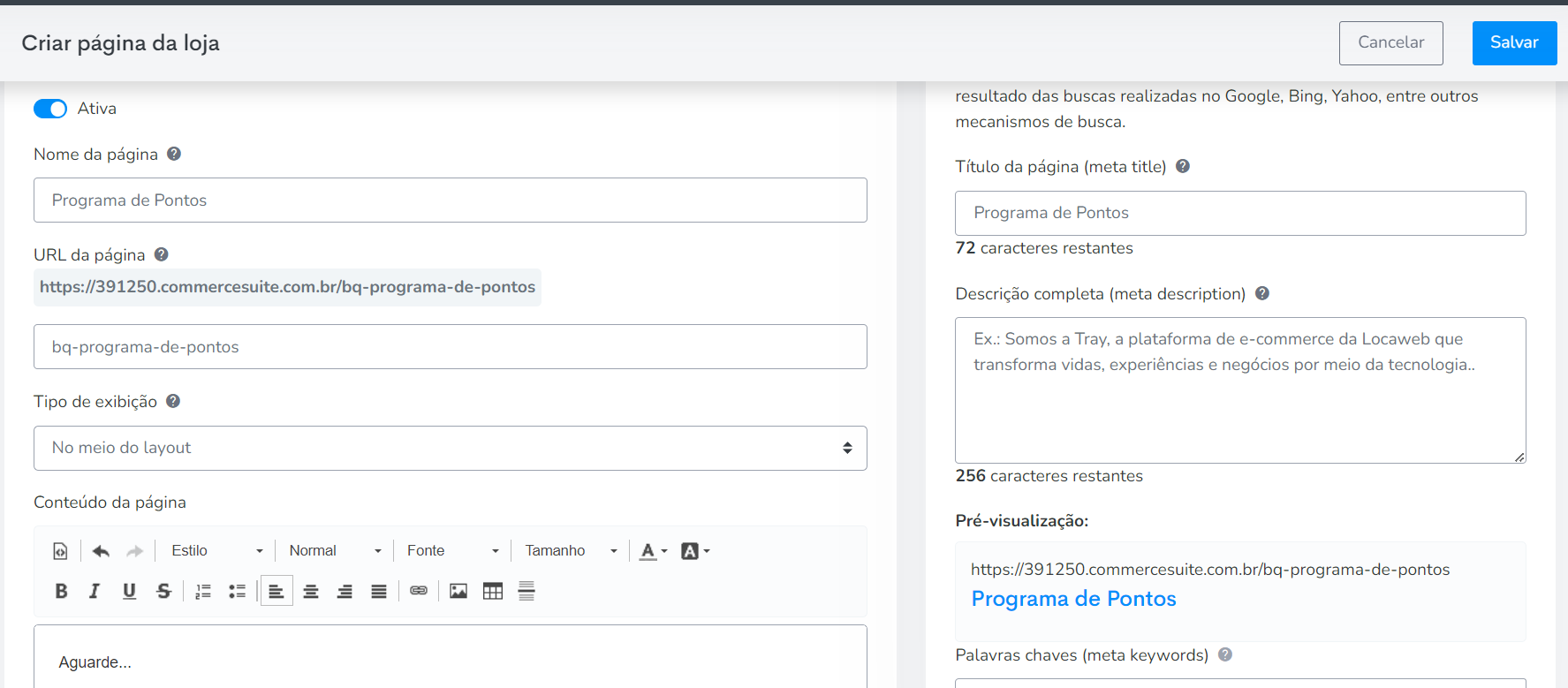 Landing Page na Tray