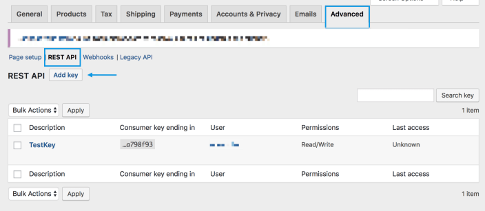 Gerar Chave API WooCommerce