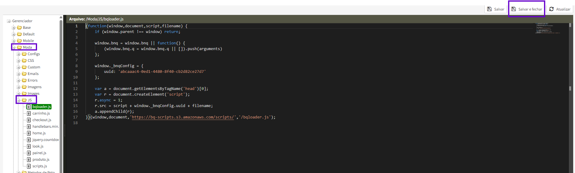 Como instalar o widget na Linx Commerce