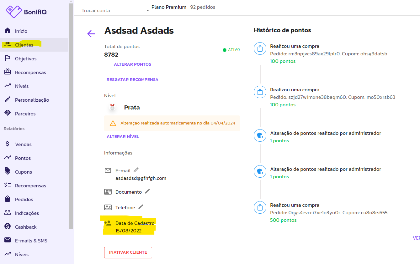 Como conferir se o cliente recebeu o e-mail e os pontos por aniversário?