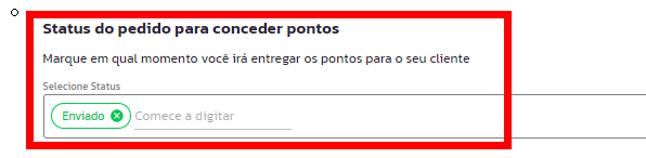 Pontuação não creditada objetivo compra