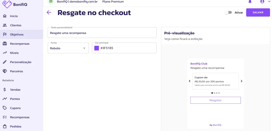 Resgate de recompensas no Checkout - (Plataforma Vtex e Wake)