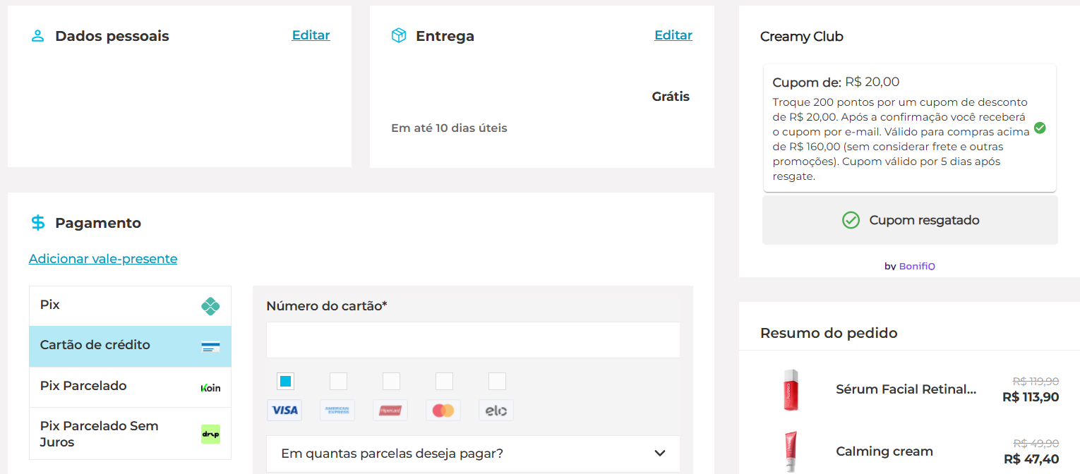 Resgate de recompensas no Checkout - (Plataforma Vtex e Wake)