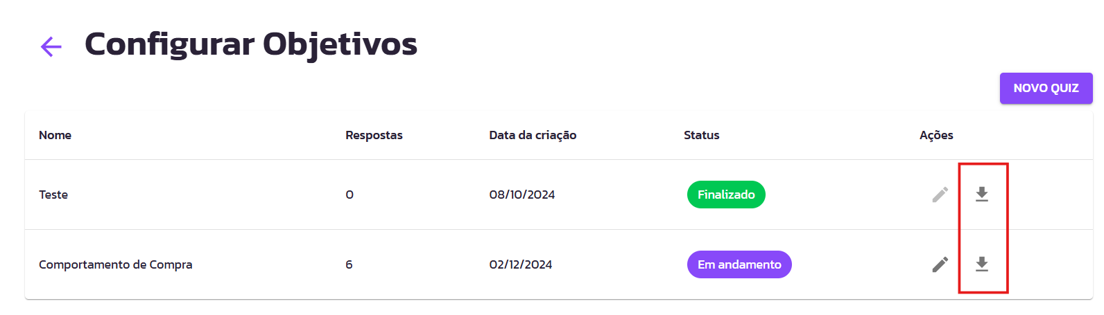 Objetivo Quiz