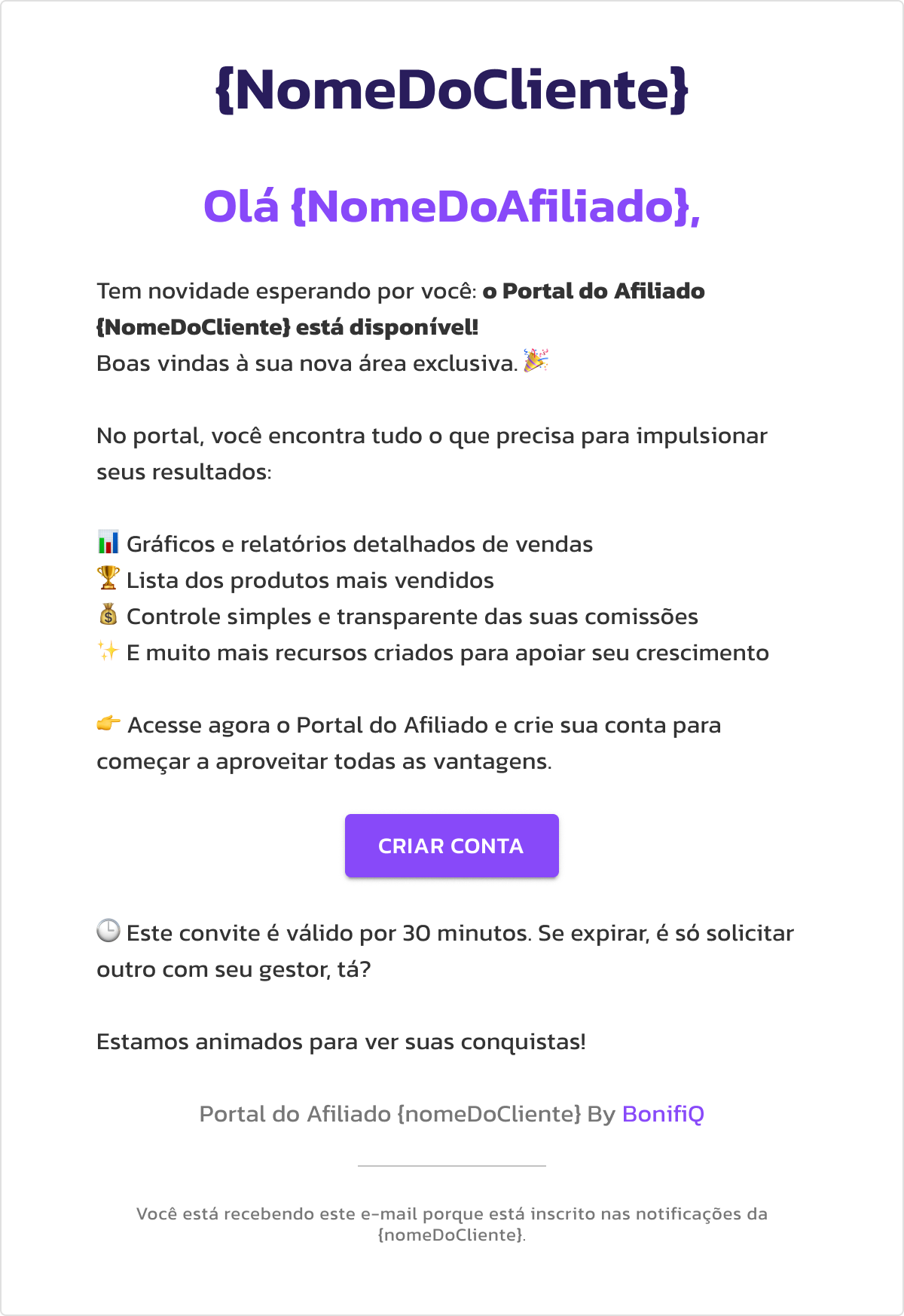 Portal dos afiliados