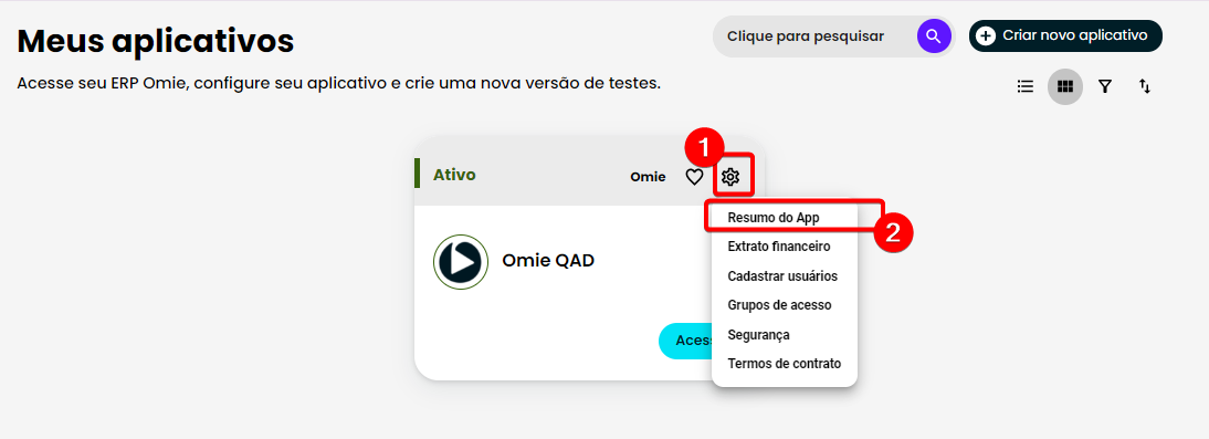 Gerar Credencias na Omie