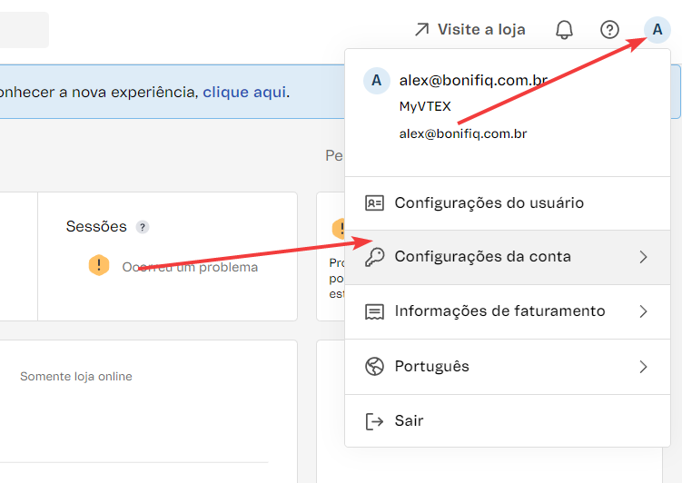 Configuração de chaves de Api na VTEX