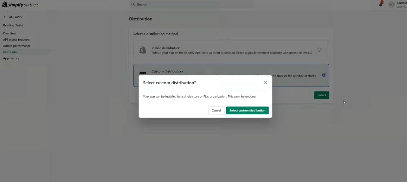 Como configurar o Custom app na Shopify