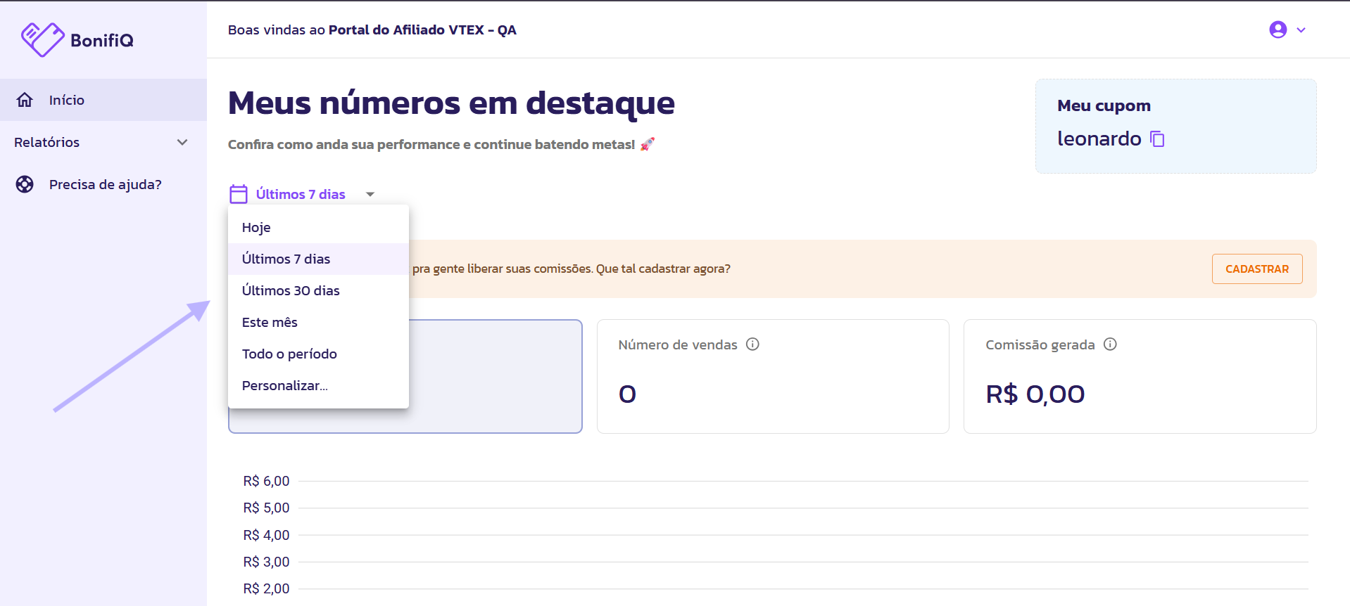 Conhecendo o seu Dashboard (Painel Inicial)