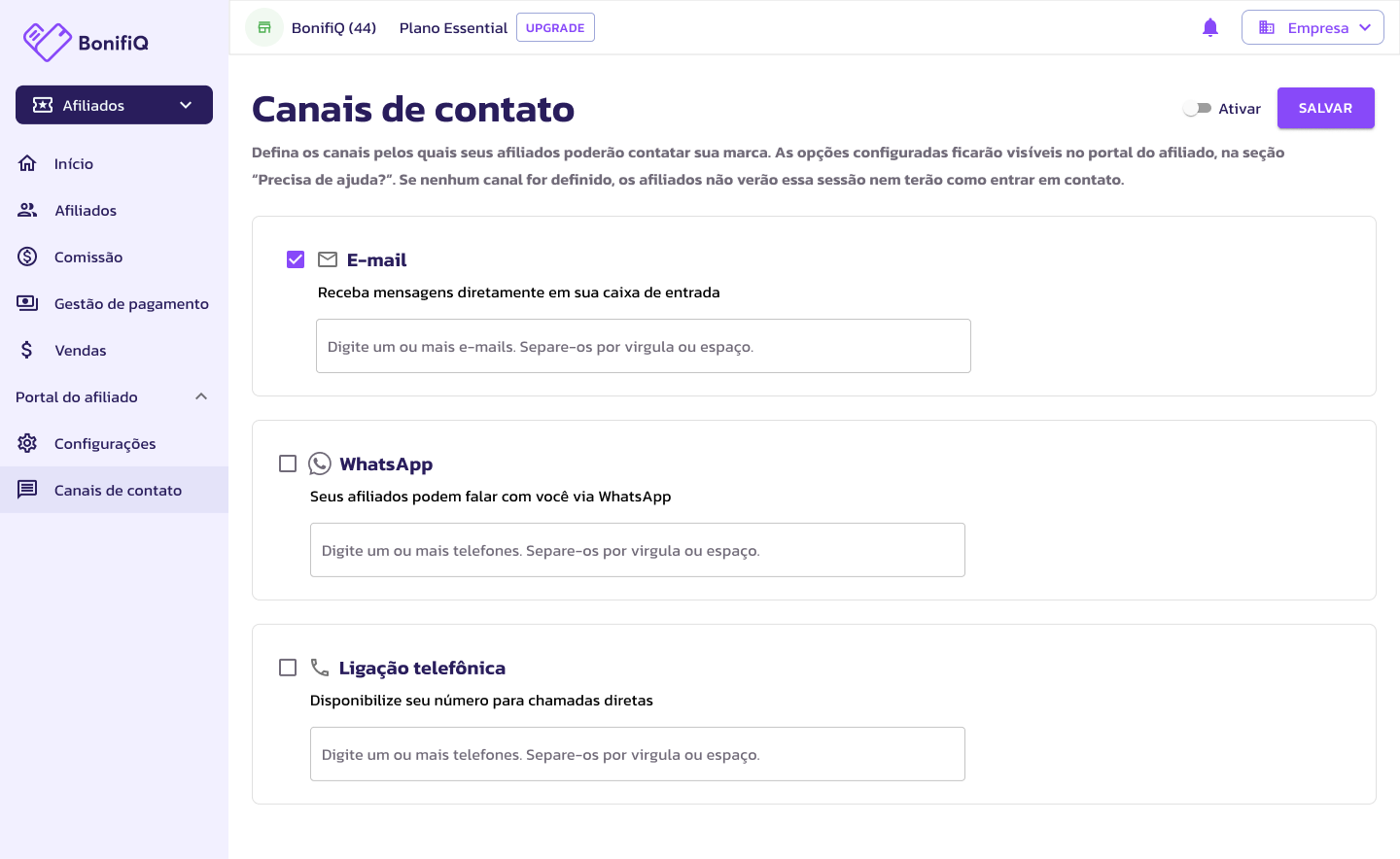 Portal dos afiliados